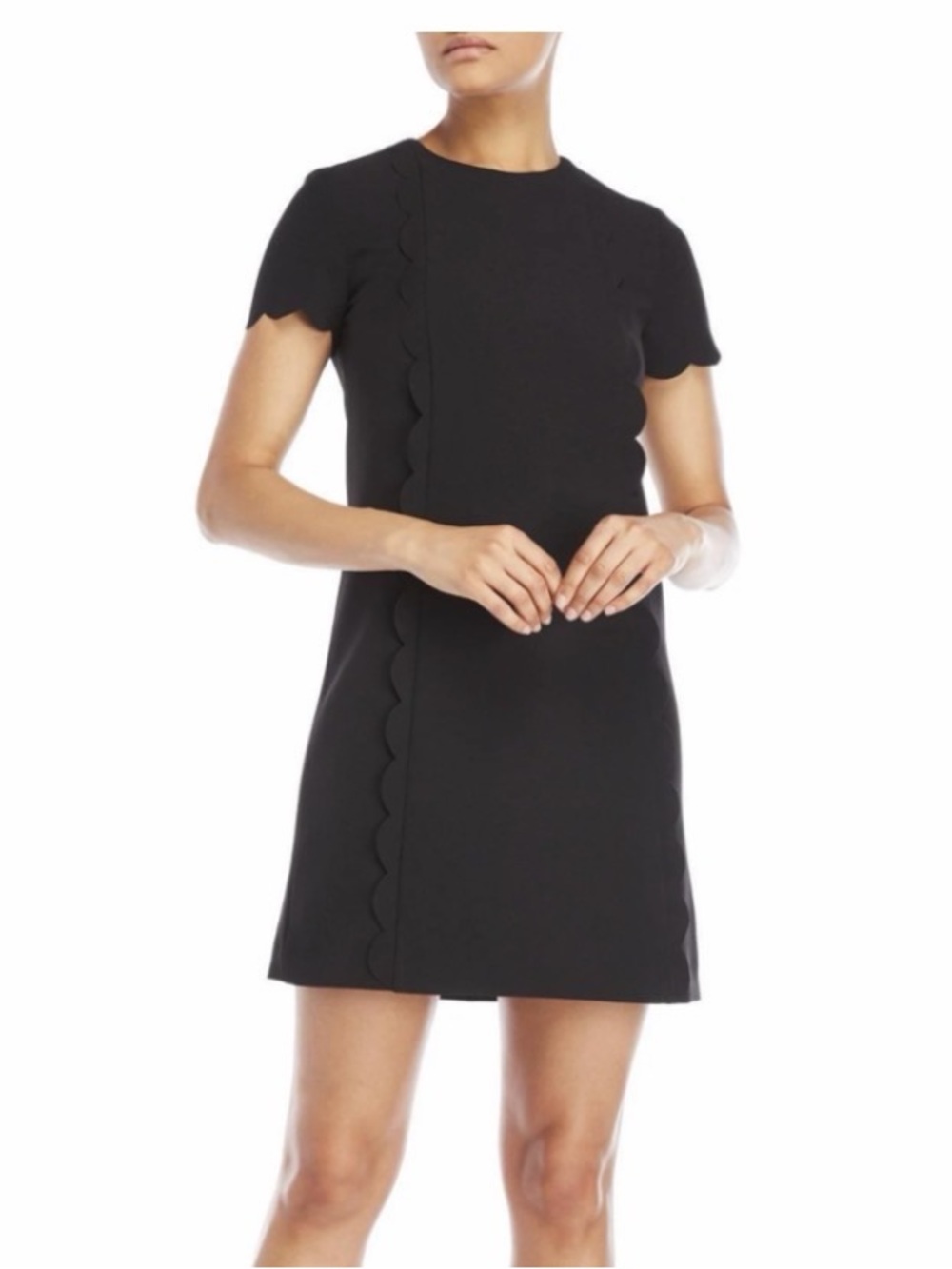 Blue Scallop-Edge Short Sleeve Dress - 6P - like new